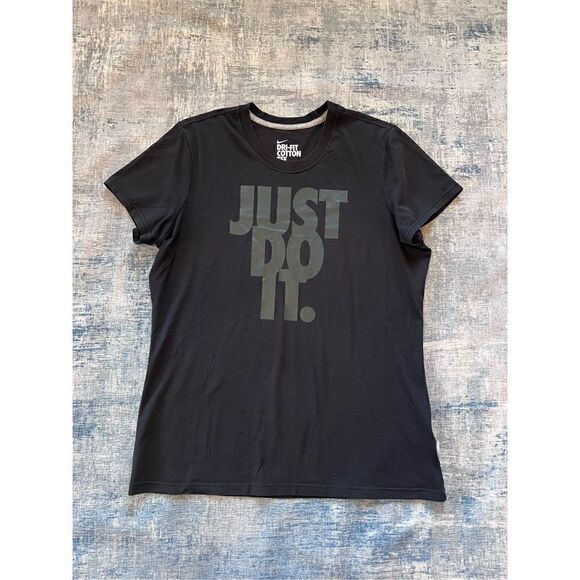 Nike Black Just Do It Short Sleeve Tee Women's XL - Picture 1 of 5